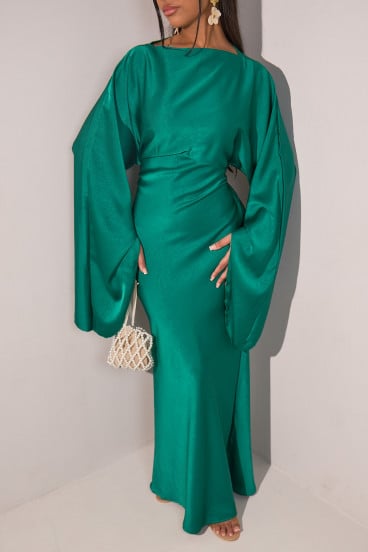 Robe vert sapin à manches pagode