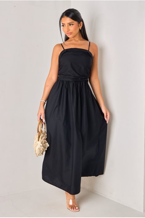 Robe bustier froncée noire