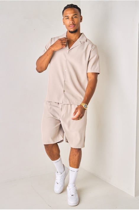 Ensemble 2 pièces chemise + short gris