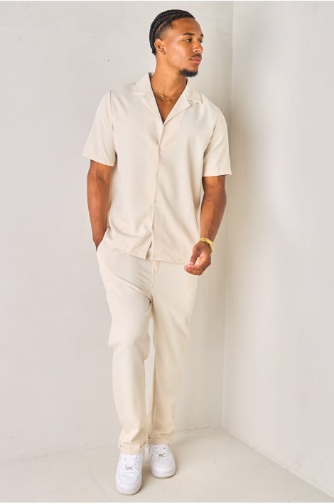 Ensemble 2 pièces chemise + pantalon beige