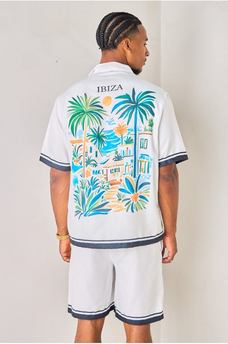 Ensembles 2 pièces "Ibiza" chemise + short noir et blanc