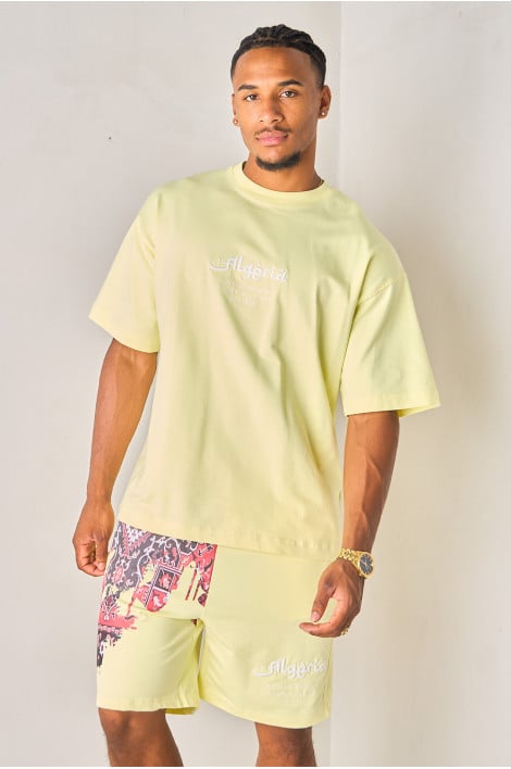 Ensemble 2 pièces jaune tee-shirt + short "Algeria"