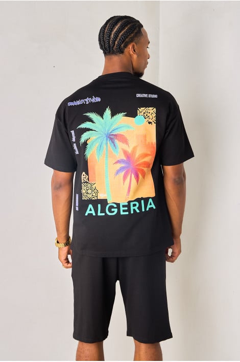 Ensemble 2 pièces noir tee-shirt + short "Algeria"