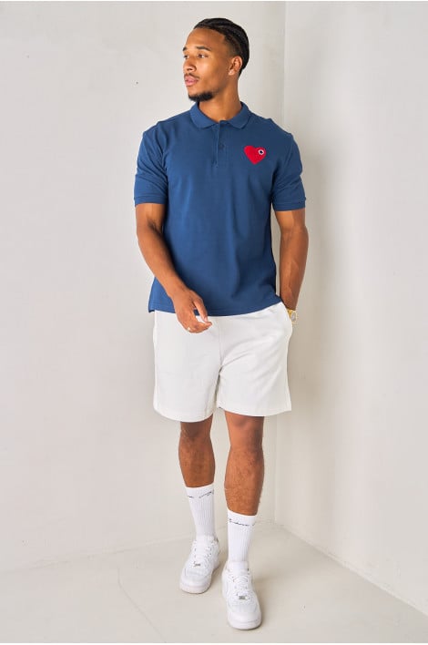 Polo bleu marine à empiècement cœur